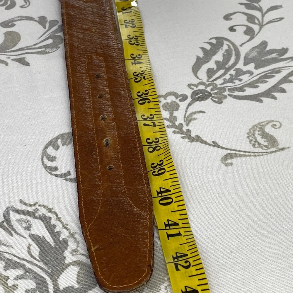 vintage STEERHIDE western‎  laced brown leather belt COWBOY rodeo